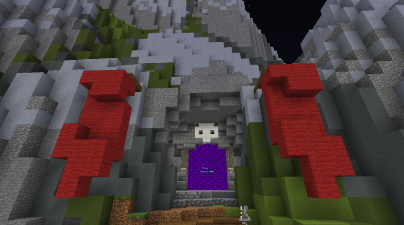 The Dungeon Hub inside of Skyblock in shaders